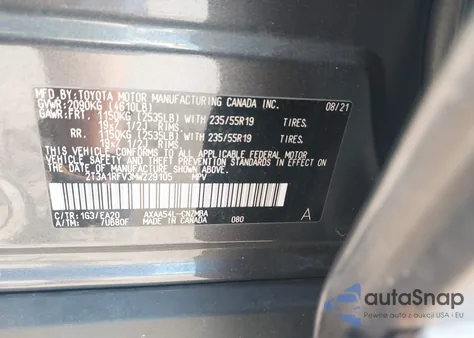 2021 Toyota Rav4 Xle Premium from USA, damaged, VIN 2T3A1RFV3MW229105